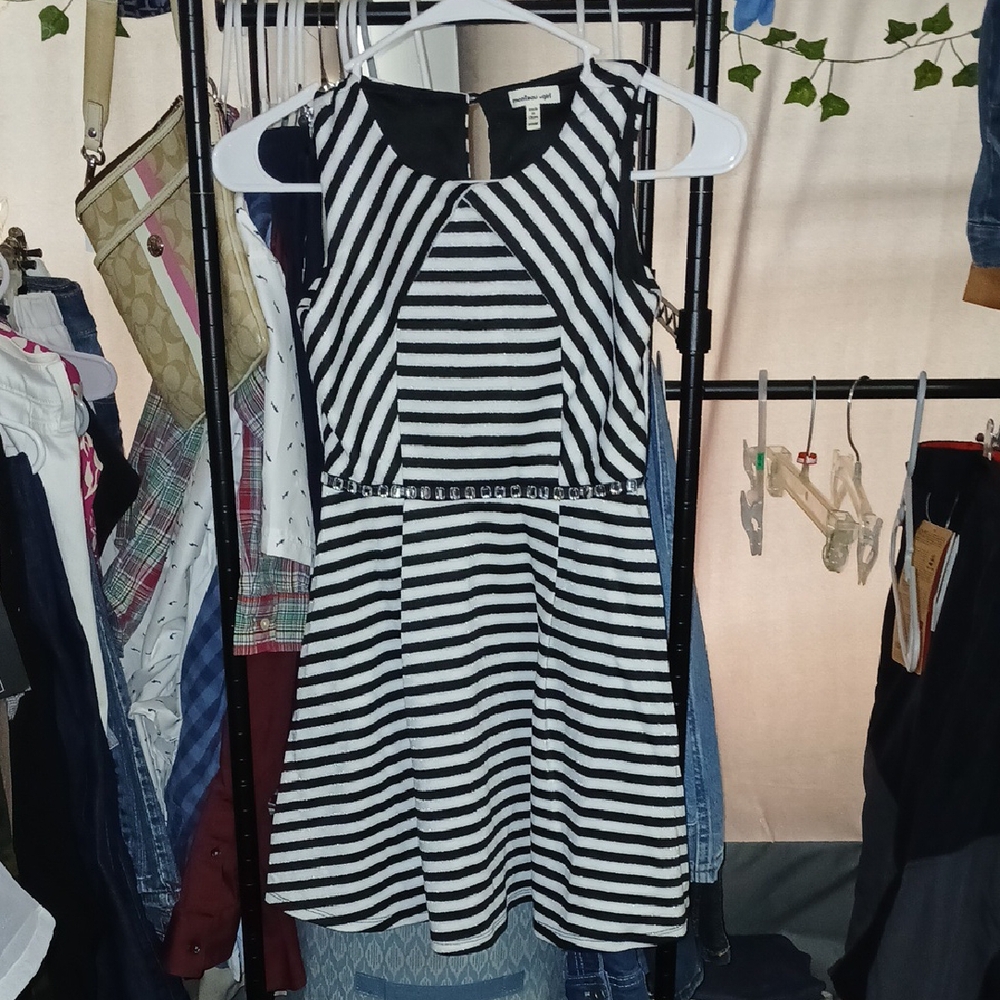 Monteau Black and White Fit and Flare Dress